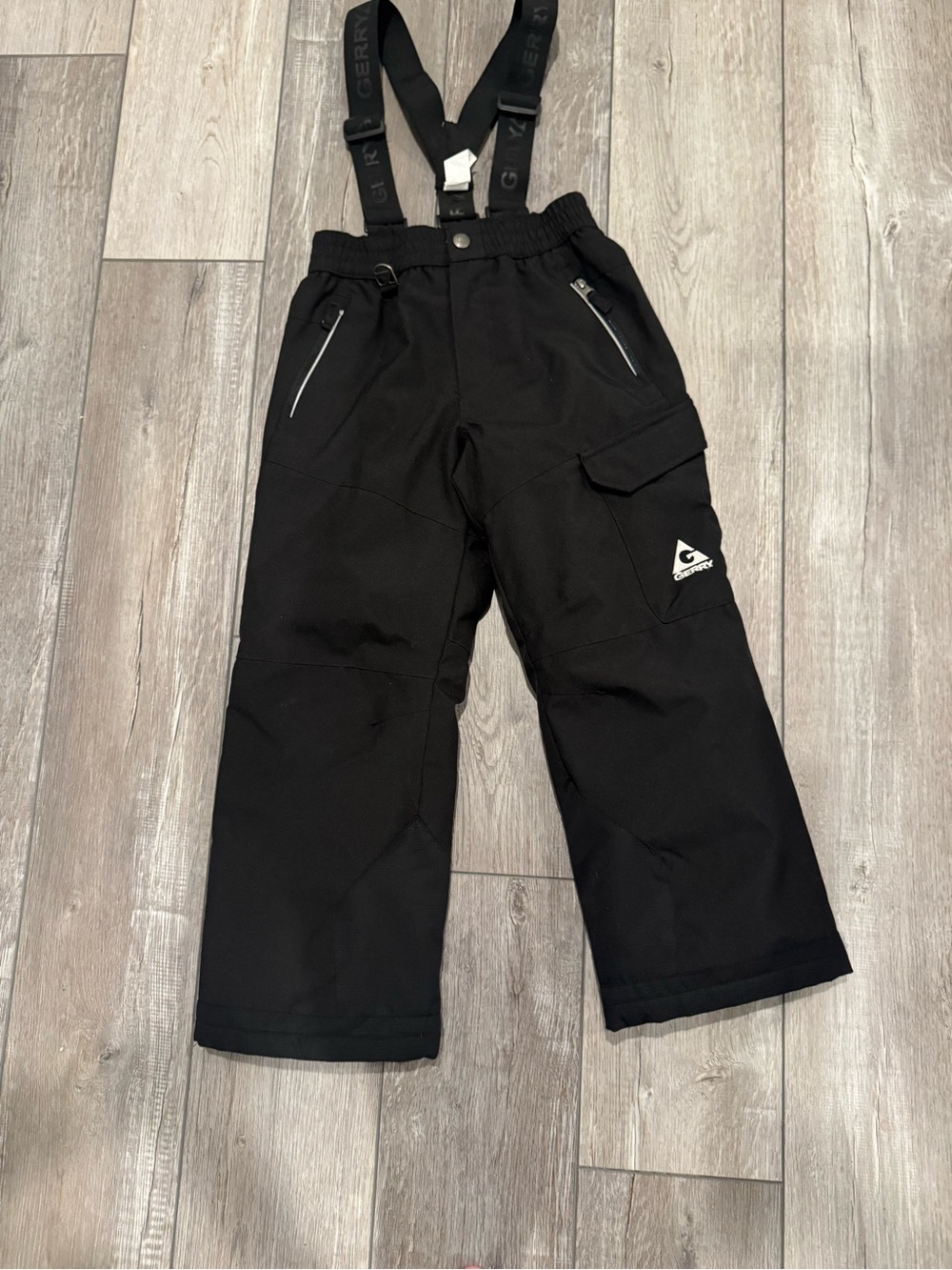 Kids Black Snow Pants with Adjustable Suspenders -